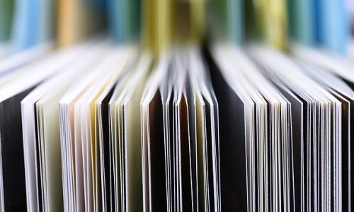 Closeup of the edge of open book pages